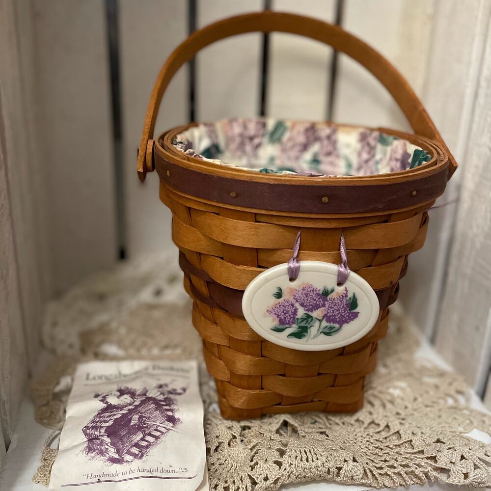 Vintage Cottagecore Longaberger 1994 May Series Lilac Small Basket w/ Handle